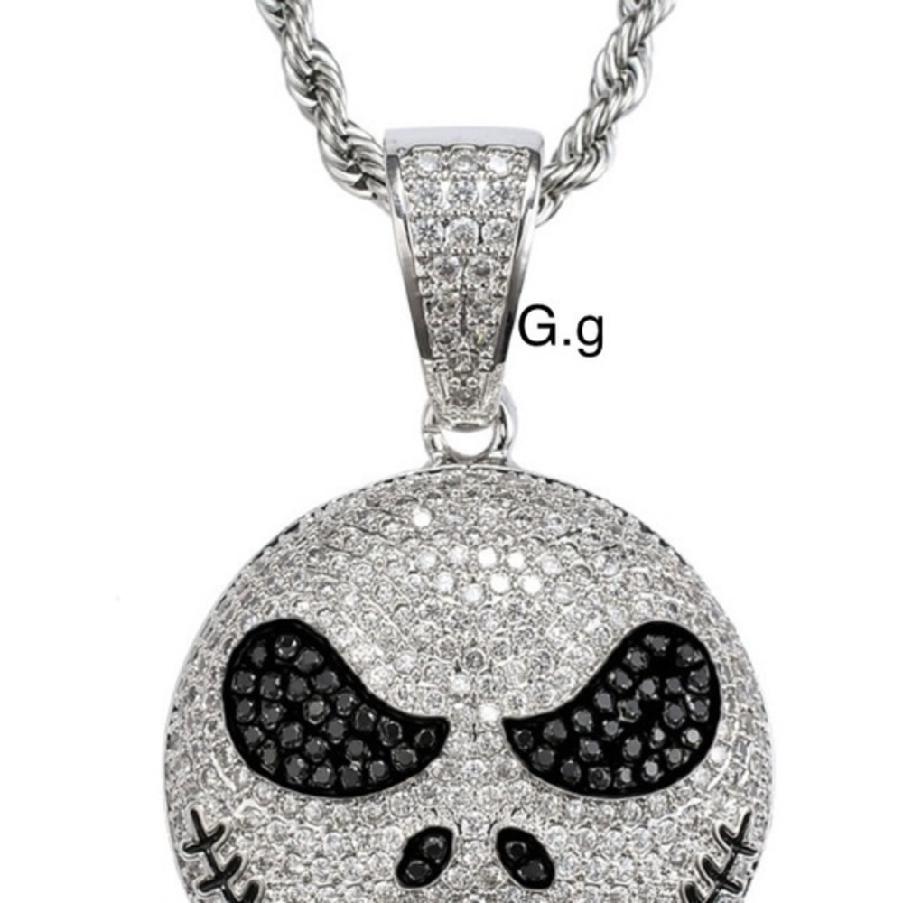 24” Rope Chain + Silver Finish Nightmare Pendant nightmare skeleton SEE VIDEO